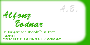 alfonz bodnar business card